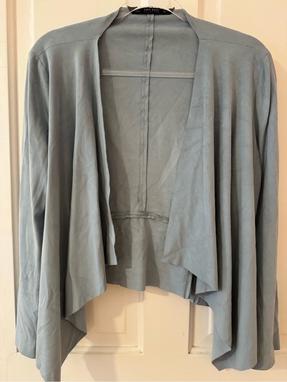 IC COLLECTION Light Blue Draped Open-Front Cardigan